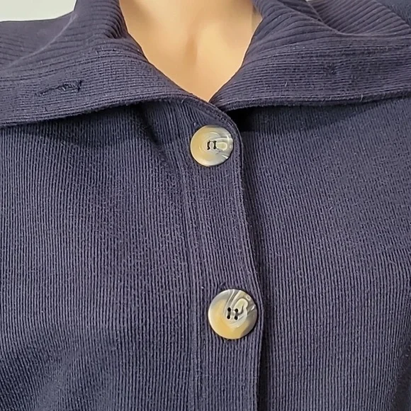 Karen Scott SPORT Navy Blue Button Down Knit Cardigan - Picture 5 of 12